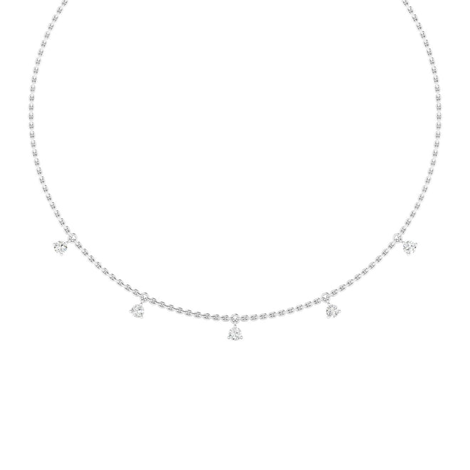 Lab Grown Round Diamond Droplet Necklace (1.00 Total Carat Weight F+Color VS+Clarity)