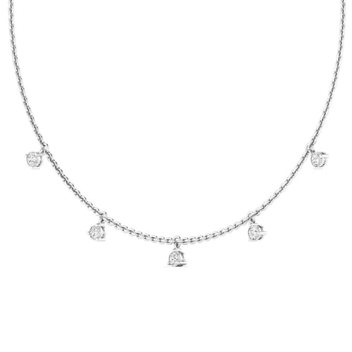 14 Karat Round Lab Grown Diamond Droplet Necklace (1.00 Total Carat Weight F+Color VS+Clarity)