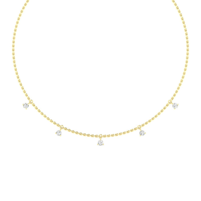 Lab Grown Round Diamond Droplet Necklace (1.00 Total Carat Weight F+Color VS+Clarity)