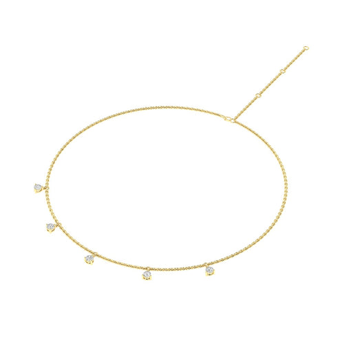 14 Karat Round Lab Grown Diamond Droplet Necklace (1.00 Total Carat Weight F+Color VS+Clarity)
