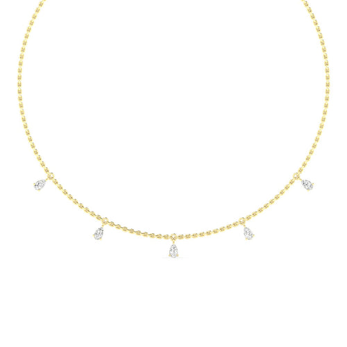 14 Karat Pear-Shape Lab Grown Diamond Droplet Necklace (1.00 TCW F+Color VS+Clarity)