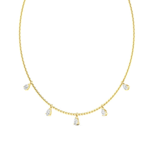 14 Karat Pear-Shape Lab Grown Diamond Droplet Necklace (1.00 TCW F+Color VS+Clarity)