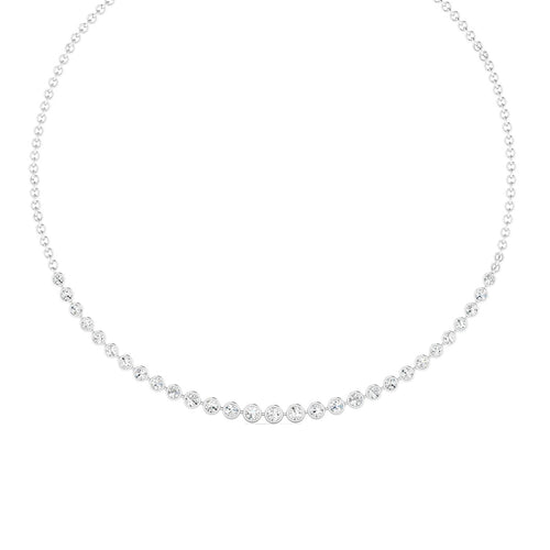 14K Graduated Mini Bezel Set Lab Grown Diamond Tennis Necklace(2.00 Total Carat Weight F+ Color-VS+Clarity)