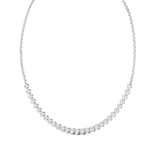 14K Graduated Mini Bezel Set Lab Grown Diamond Tennis Necklace(2.00 Total Carat Weight F+ Color-VS+Clarity)