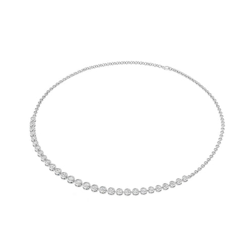 14K Graduated Mini Bezel Set Lab Grown Diamond Tennis Necklace(2.00 Total Carat Weight F+ Color-VS+Clarity)