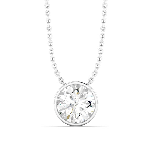 Lab Grown Bezel Set Round Diamond Necklace(F+ Color- VS+ Clarity)