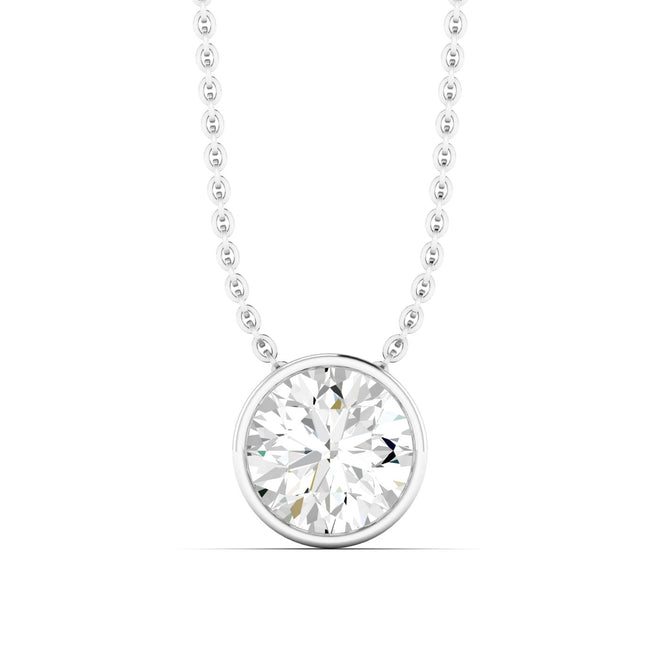 Lab Grown Bezel Set Round Diamond Necklace(F+ Color- VS+ Clarity)