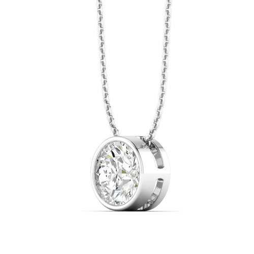 Lab Grown Bezel Set Round Diamond Necklace(F+ Color- VS+ Clarity)