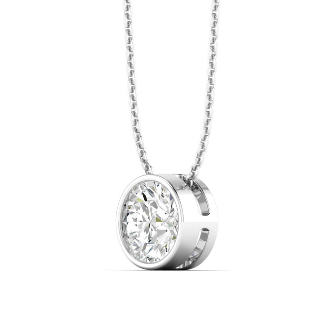 Lab Grown Bezel Set Round Diamond Necklace(F+ Color- VS+ Clarity)