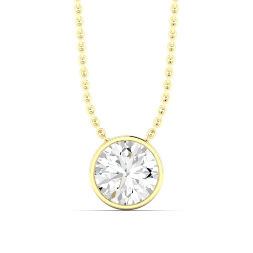 Lab Grown Bezel Set Round Diamond Necklace(F+ Color- VS+ Clarity)
