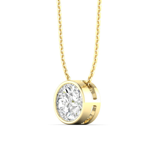Lab Grown Bezel Set Round Diamond Necklace(F+ Color- VS+ Clarity)