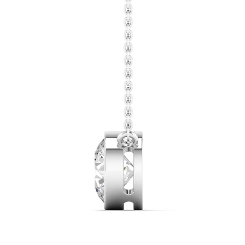 Lab Grown Bezel Set Round Diamond Necklace(F+ Color- VS+ Clarity)