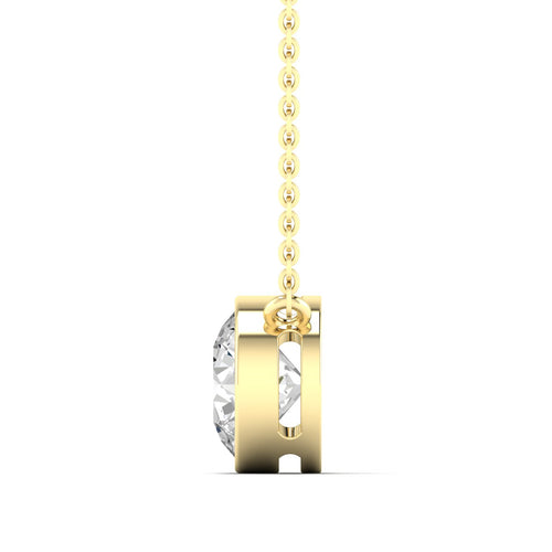 Lab Grown Bezel Set Round Diamond Necklace(F+ Color- VS+ Clarity)