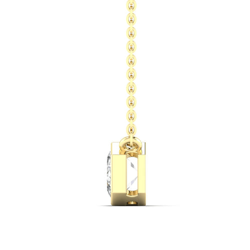 14 Karat Gold Bezel Set  Emerald Cut Lab Grown Diamond  Necklace (F+ Color VS+Clarity) - Paul Nudelman Jewellers