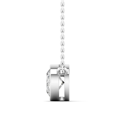 Lab Grown Bezel Set Oval Diamond Necklace (F+ Color- VS+ Clarity)