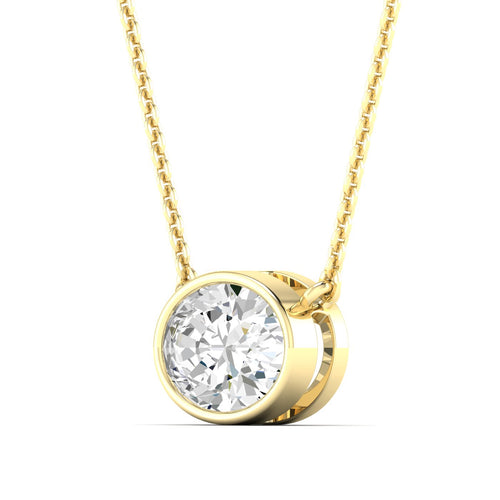 Lab Grown Bezel Set Oval Diamond Necklace (F+ Color- VS+ Clarity)