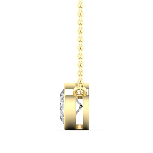 Lab Grown Bezel Set Oval Diamond Necklace (F+ Color- VS+ Clarity)