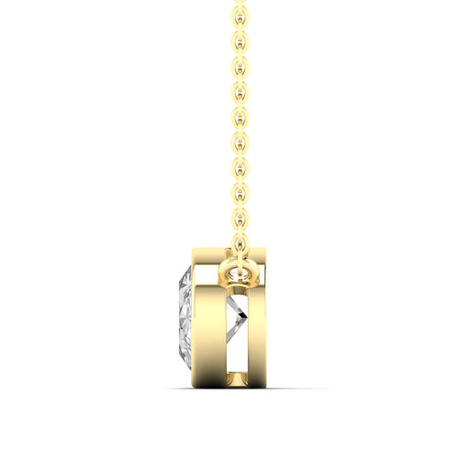 14 Karat Gold Bezel Set Oval Lab Grown Diamond Necklace(F+ Color- VS+ Clarity)