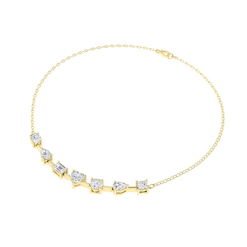 14 Karat Multi Shape Lab Grown Diamond Necklace (2.00 Total Carat Weight F+ Color VS+Clarity)