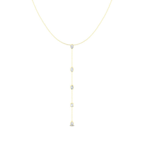 14 karat gold Multi-Shape Lab Grown Diamond Lariat (1.25 Total Carat Weight F+-Color-VS+Clarity