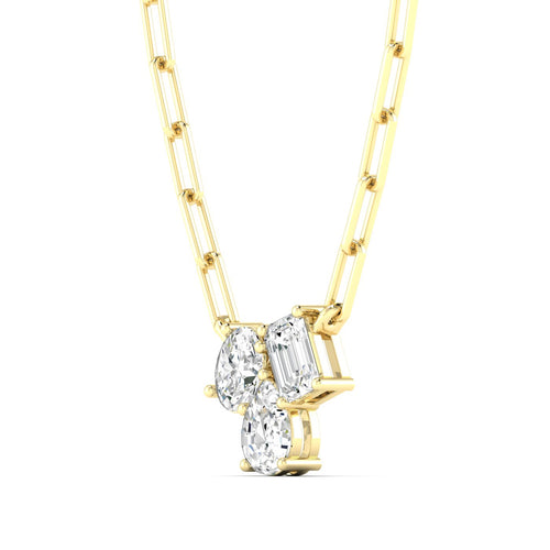 14 Karat Gold Multi-Shape Cluster Lab Grown Diamond Necklace - Paul Nudelman Jewellers