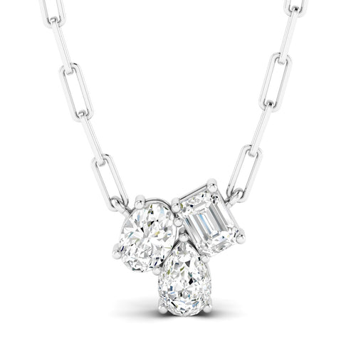 14 Karat Gold Multi-Shape Cluster Lab Grown Diamond Necklace - Paul Nudelman Jewellers