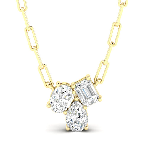 14 Karat Gold Multi-Shape Cluster Lab Grown Diamond Necklace - Paul Nudelman Jewellers