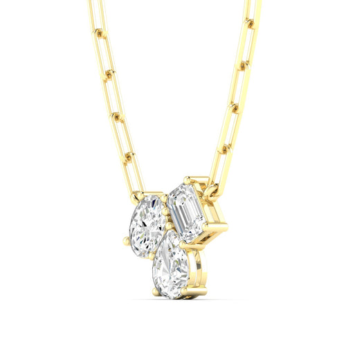14 Karat Gold Multi-Shape Cluster Lab Grown Diamond Necklace - Paul Nudelman Jewellers