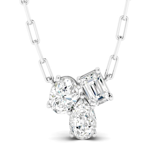 14 Karat Gold Multi-Shape Cluster Lab Grown Diamond Necklace - Paul Nudelman Jewellers