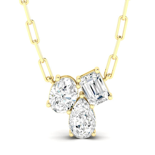 14 Karat Gold Multi-Shape Cluster Lab Grown Diamond Necklace - Paul Nudelman Jewellers