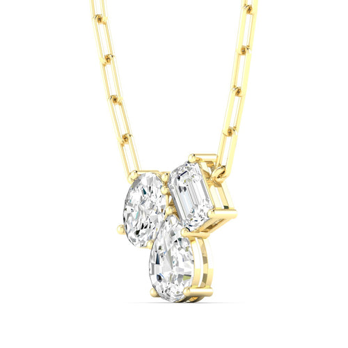 14 Karat Gold Multi-Shape Cluster Lab Grown Diamond Necklace - Paul Nudelman Jewellers