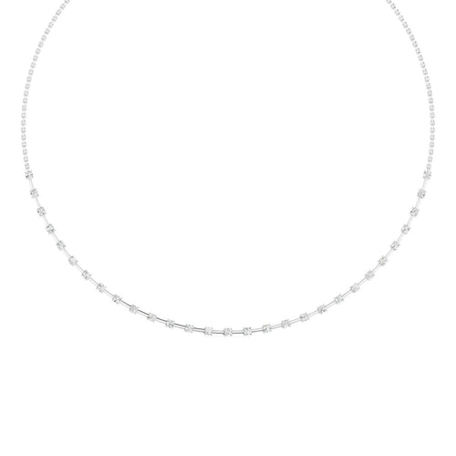 14 Karat Lab Grown Half-Tennis Necklace (2.00 Total Carat Weight F+ Color VS+ Clarity)