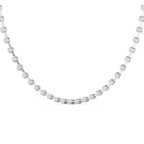 14 Karat Lab Grown Half-Tennis Necklace (2.00 Total Carat Weight F+ Color VS+ Clarity)