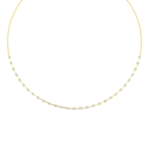 14 Karat Lab Grown Half-Tennis Necklace (2.00 Total Carat Weight F+ Color VS+ Clarity)
