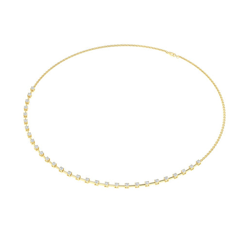 14 Karat Lab Grown Half-Tennis Necklace (2.00 Total Carat Weight F+ Color VS+ Clarity)