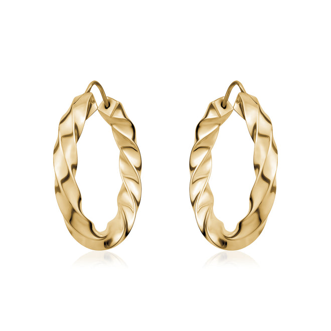 Estate 18 Karat Yellow Gold Twist Hoops