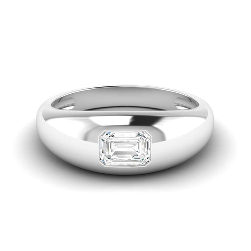 Lab Grown Emerald-Cut Domed Diamond Ring