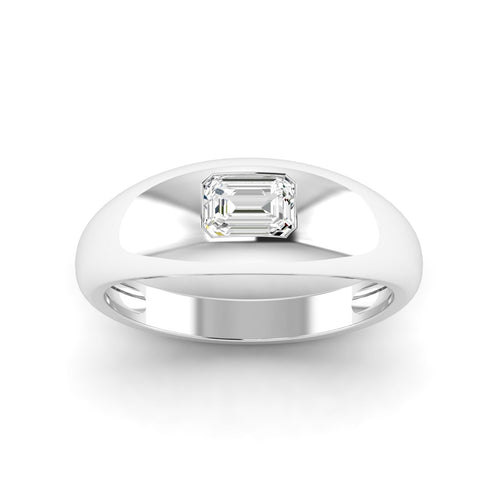 Lab Grown Emerald-Cut Domed Diamond Ring