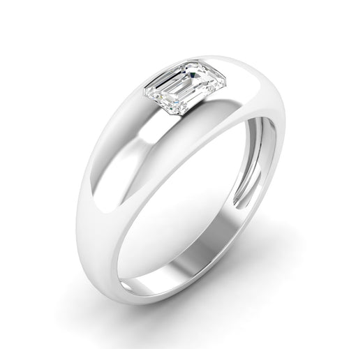 Lab Grown Emerald-Cut Domed Diamond Ring