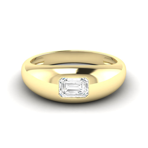 Lab Grown Emerald-Cut Domed Diamond Ring