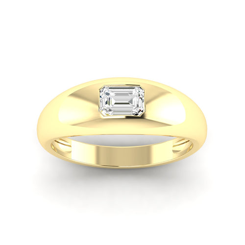 Lab Grown Emerald-Cut Domed Diamond Ring