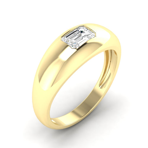 Lab Grown Emerald-Cut Domed Diamond Ring