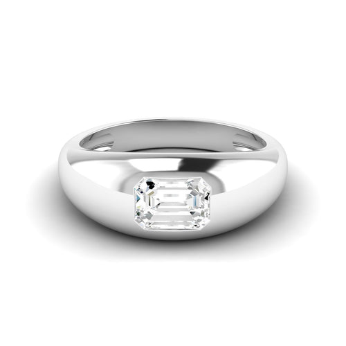 Lab Grown Emerald-Cut Domed Diamond Ring