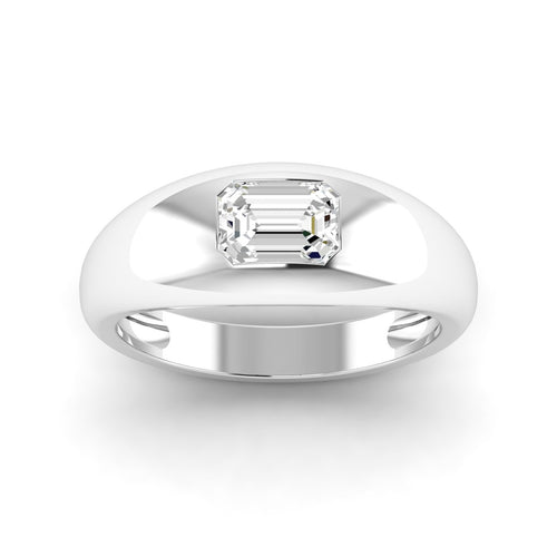 Lab Grown Emerald-Cut Domed Diamond Ring