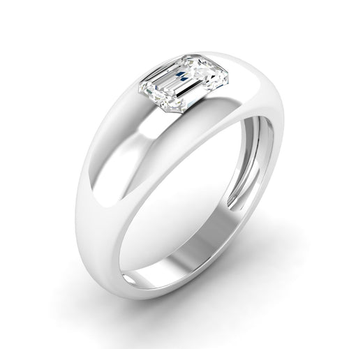 Lab Grown Emerald-Cut Domed Diamond Ring