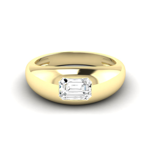Lab Grown Emerald-Cut Domed Diamond Ring