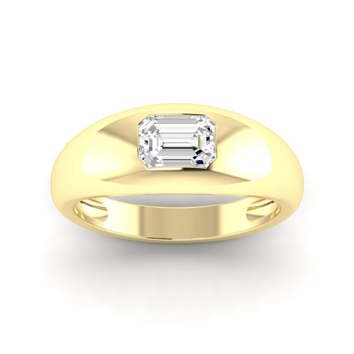 Lab Grown Emerald-Cut Domed Diamond Ring