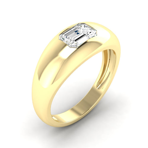 Lab Grown Emerald-Cut Domed Diamond Ring