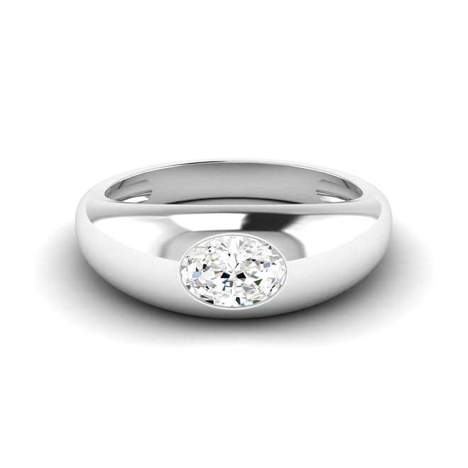 14 Karat Oval Domed Lab Grown Diamond Ring