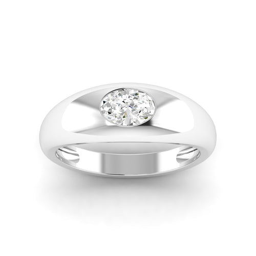 14 Karat Oval Domed Lab Grown Diamond Ring